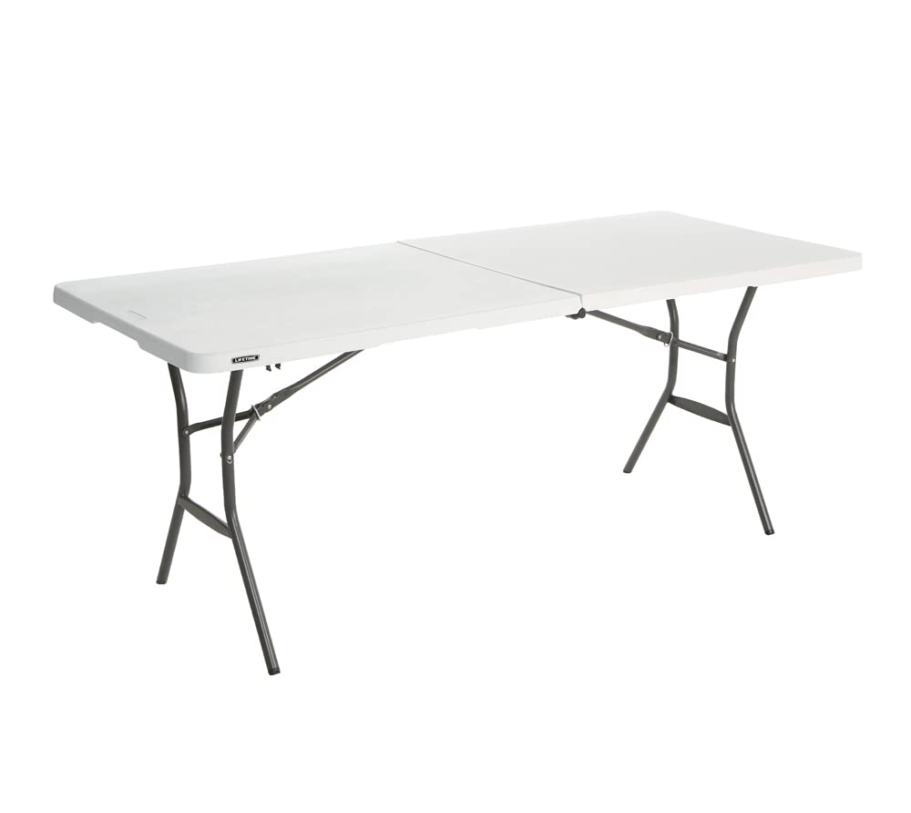 6 Feet White Granite Folding Table Y915449