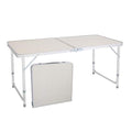Aluminum Folding Table 4 Foot, Adjustable Height Lightweight Portable Camping Table for Picnic Beach Outdoor Indoor, White 120 x 60 x 70 4Ft X18150