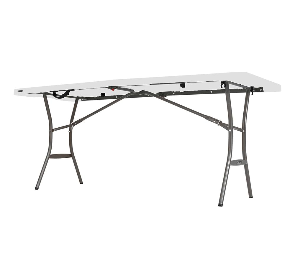 6 Feet White Granite Folding Table Y915449