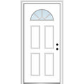 Steel Primed Left-Hand Inswing 1/4 Lite 4-Panel Prehung Front Door 36" x 80" Y939275