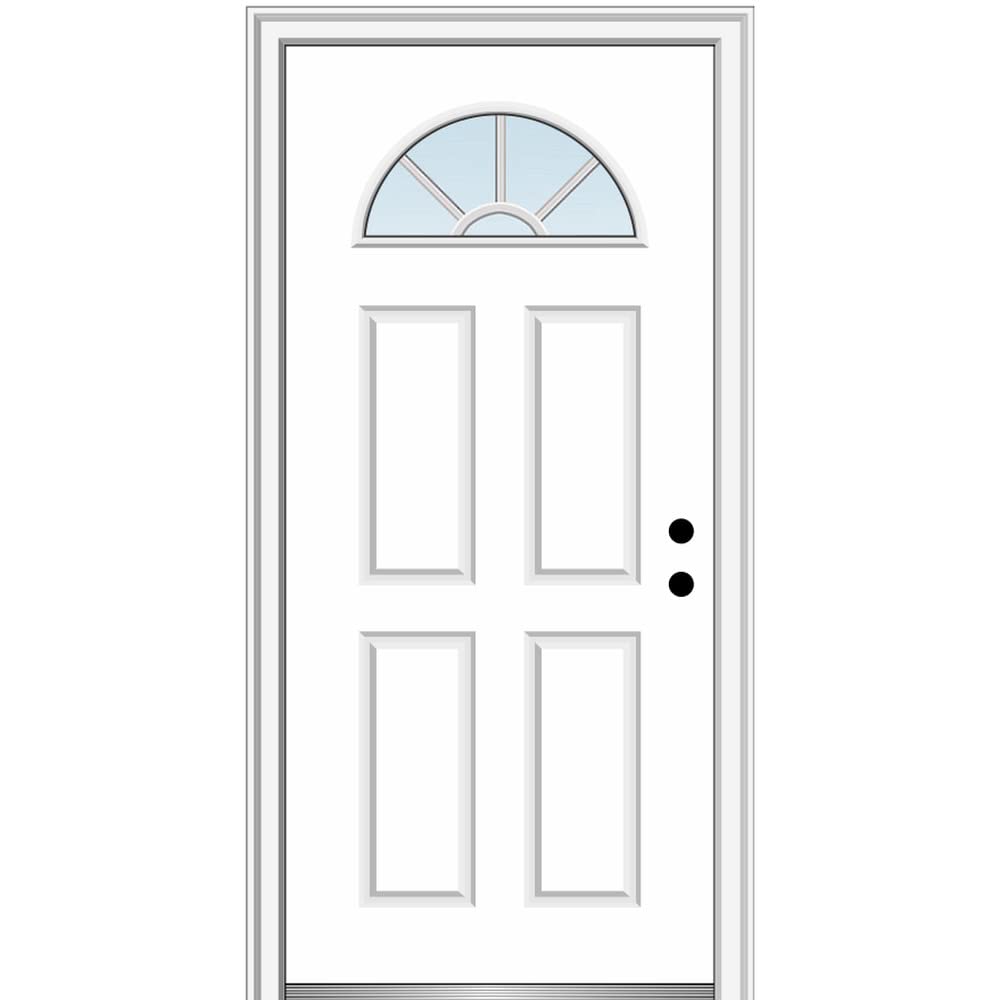 Steel Primed Left-Hand Inswing 1/4 Lite 4-Panel Prehung Front Door 36" x 80" Y939275