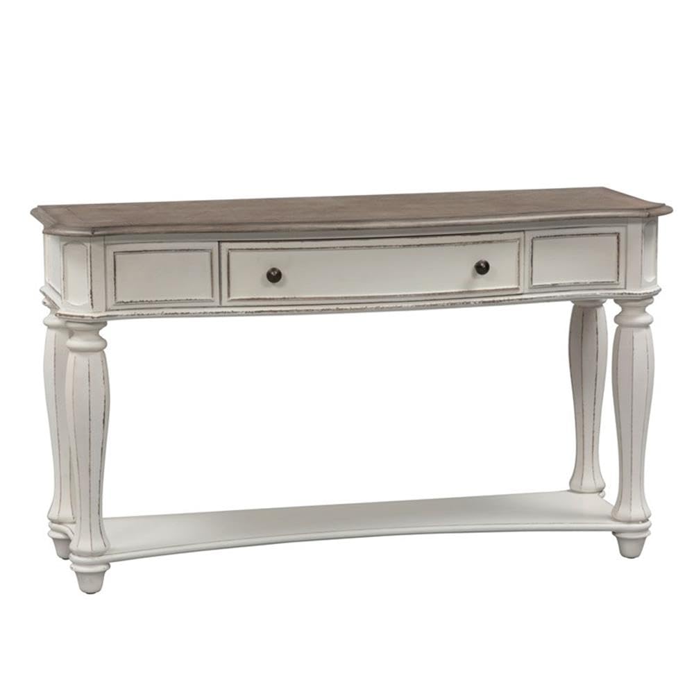 Antique White Wood Console Table with 1 Drawer & 1 Shelf Y924