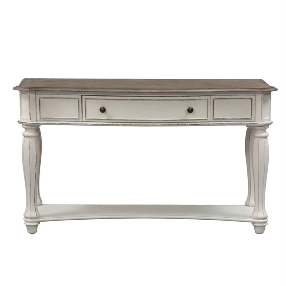 Antique White Wood Console Table with 1 Drawer & 1 Shelf Y924
