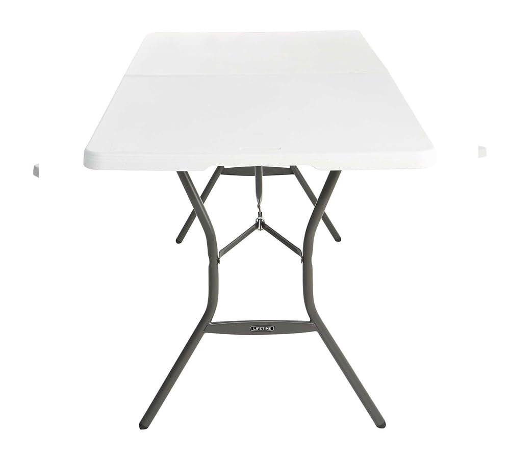 6 Feet White Granite Folding Table Y915449