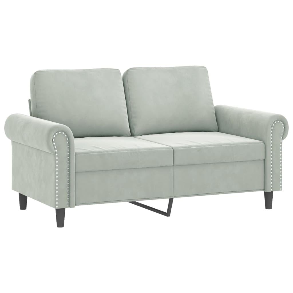 Light Gray Velvet 2 Piece Sofa Set with Pillows G681269