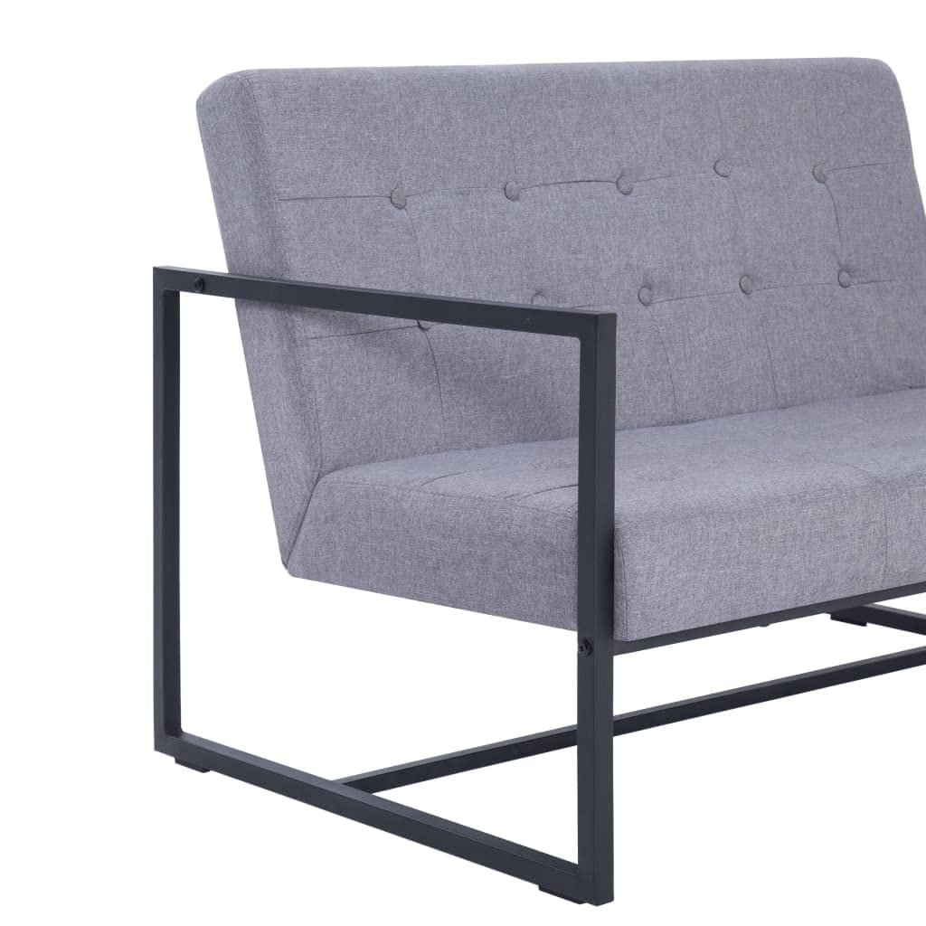 Light Gray Fabric 2-Seater Sofa with Armrests J4833