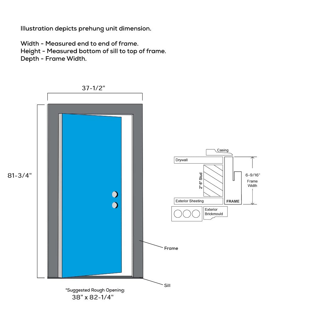 Steel Primed Left-Hand Inswing 1/4 Lite 4-Panel Prehung Front Door 36" x 80" Y939275