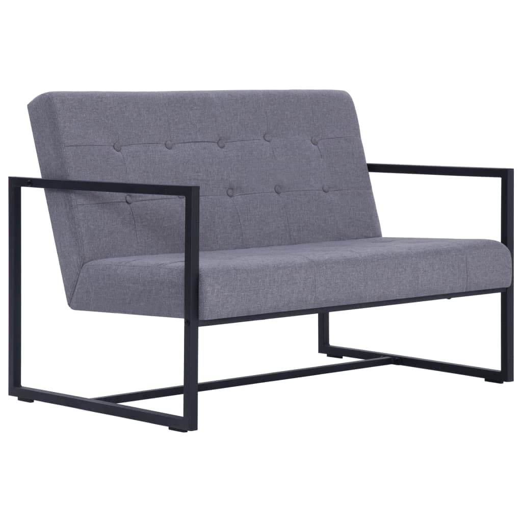 Light Gray Fabric 2-Seater Sofa with Armrests J4833