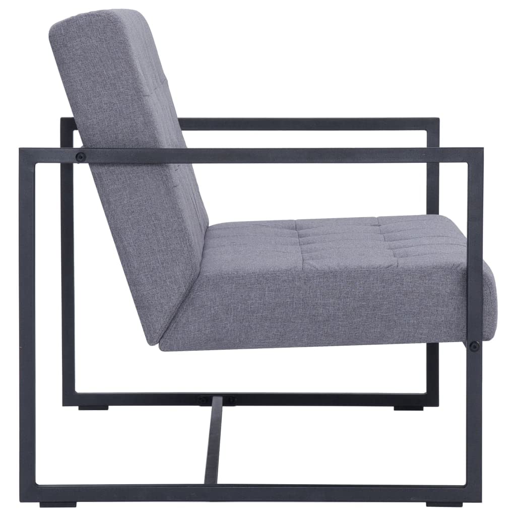 Light Gray Fabric 2-Seater Sofa with Armrests J4833