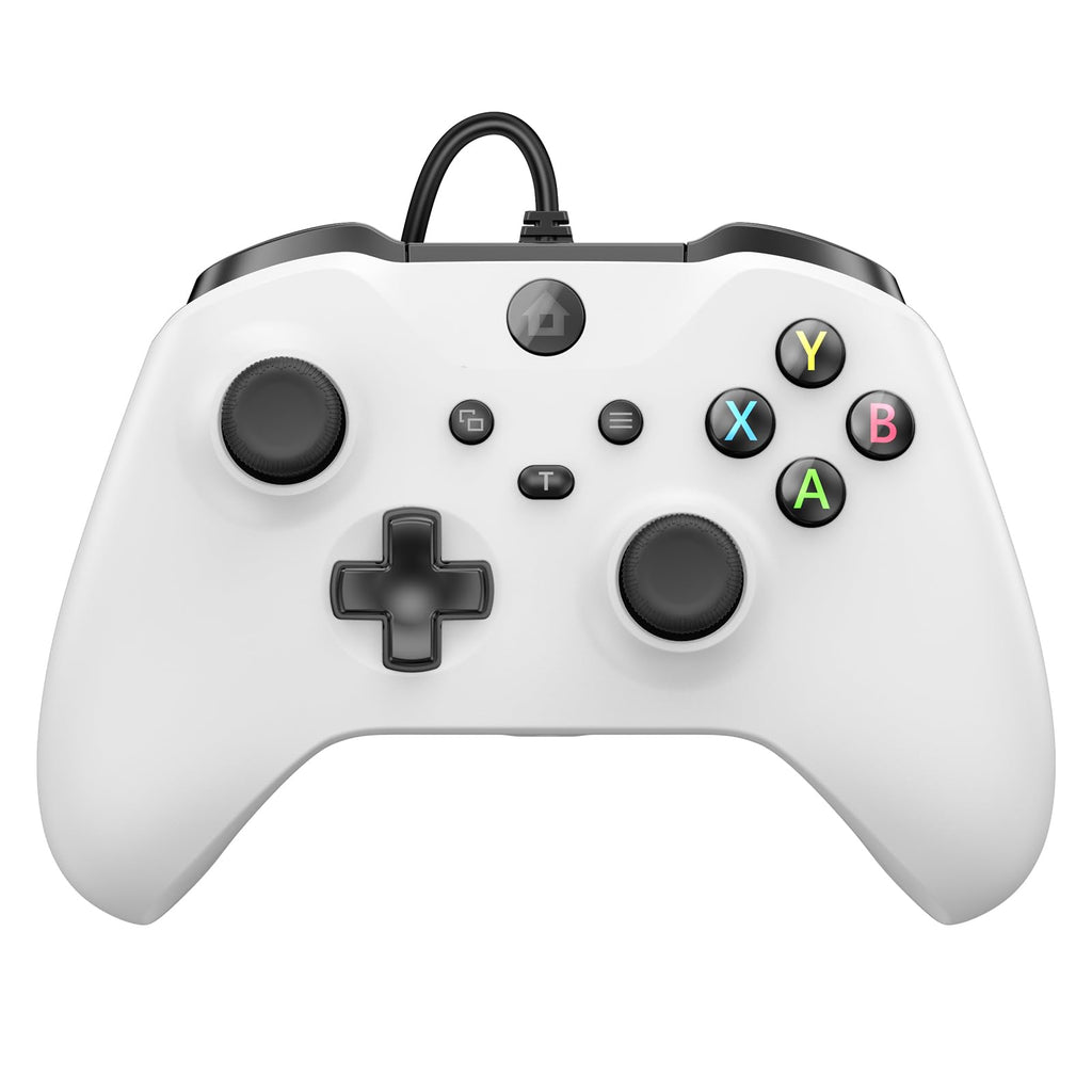 Wired Gamepad with Hall Effect Joysticks Turbo Dual Vibration 3.5mm Headphone Jack White 7.2ft Y12021