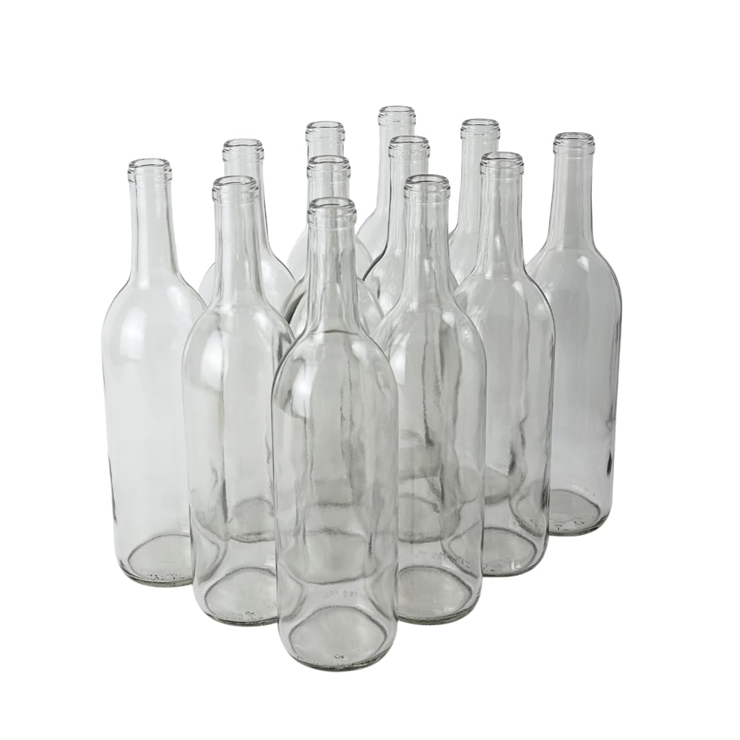 750ml Clear Glass Wine Bottles 12-Bottle Case W6965