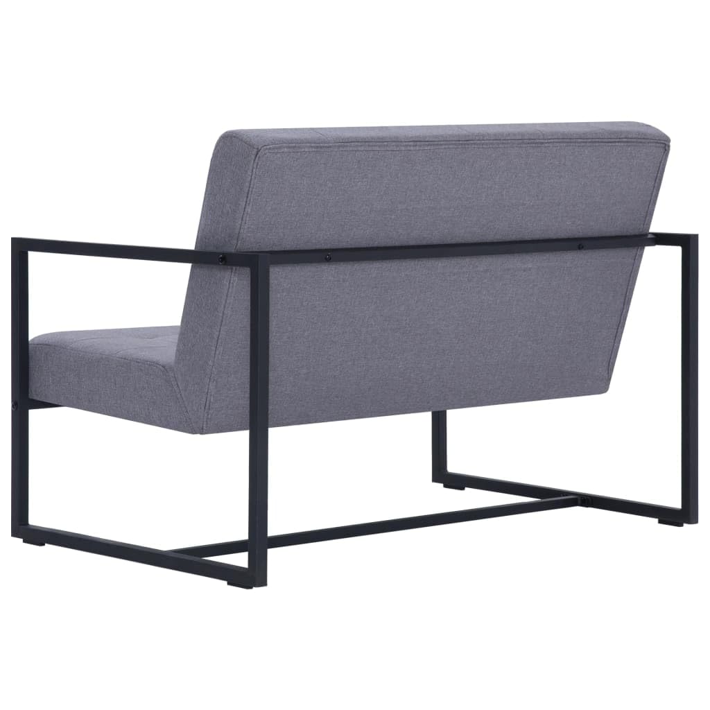Light Gray Fabric 2-Seater Sofa with Armrests J4833