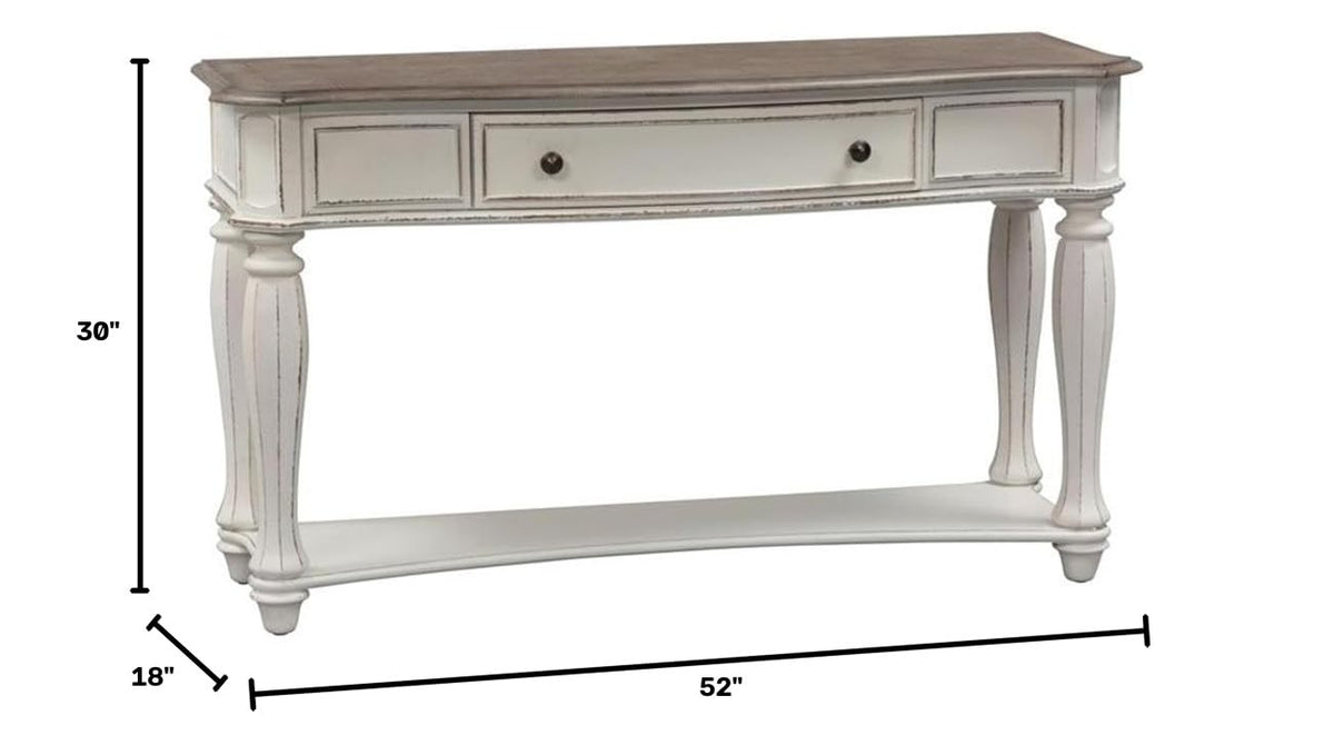Antique White Wood Console Table with 1 Drawer & 1 Shelf Y924