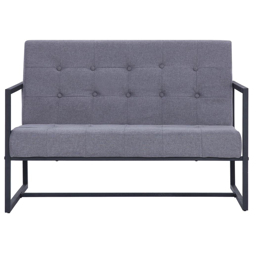 Light Gray Fabric 2-Seater Sofa with Armrests J4833