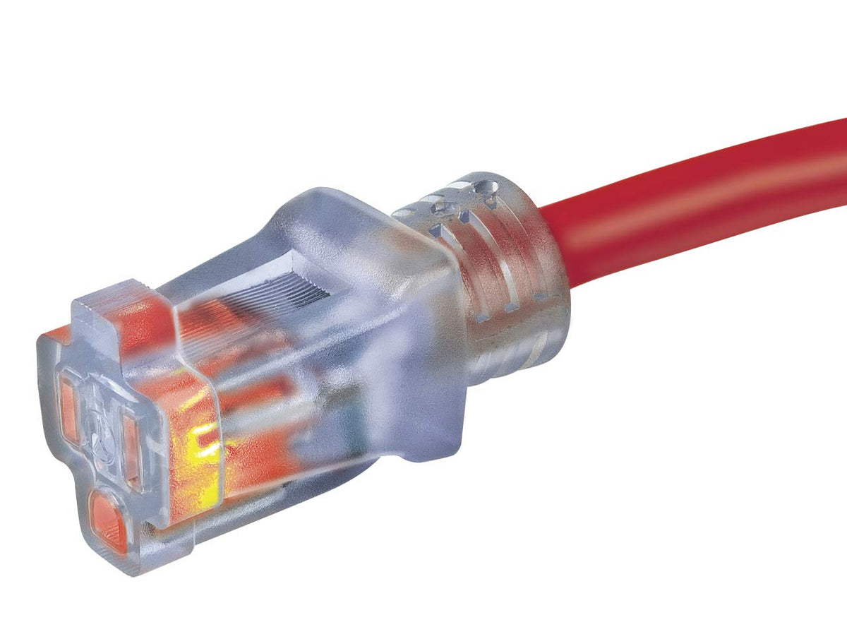 100-Foot 12/3 SJTW Outdoor Extension Cord with Light Indicator, Neon Red Y490536