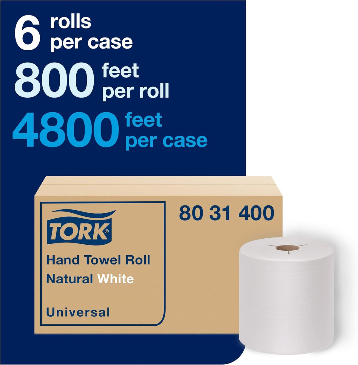 Natural White Recycled Fiber Hand Towel Roll 6 Rolls Z748341