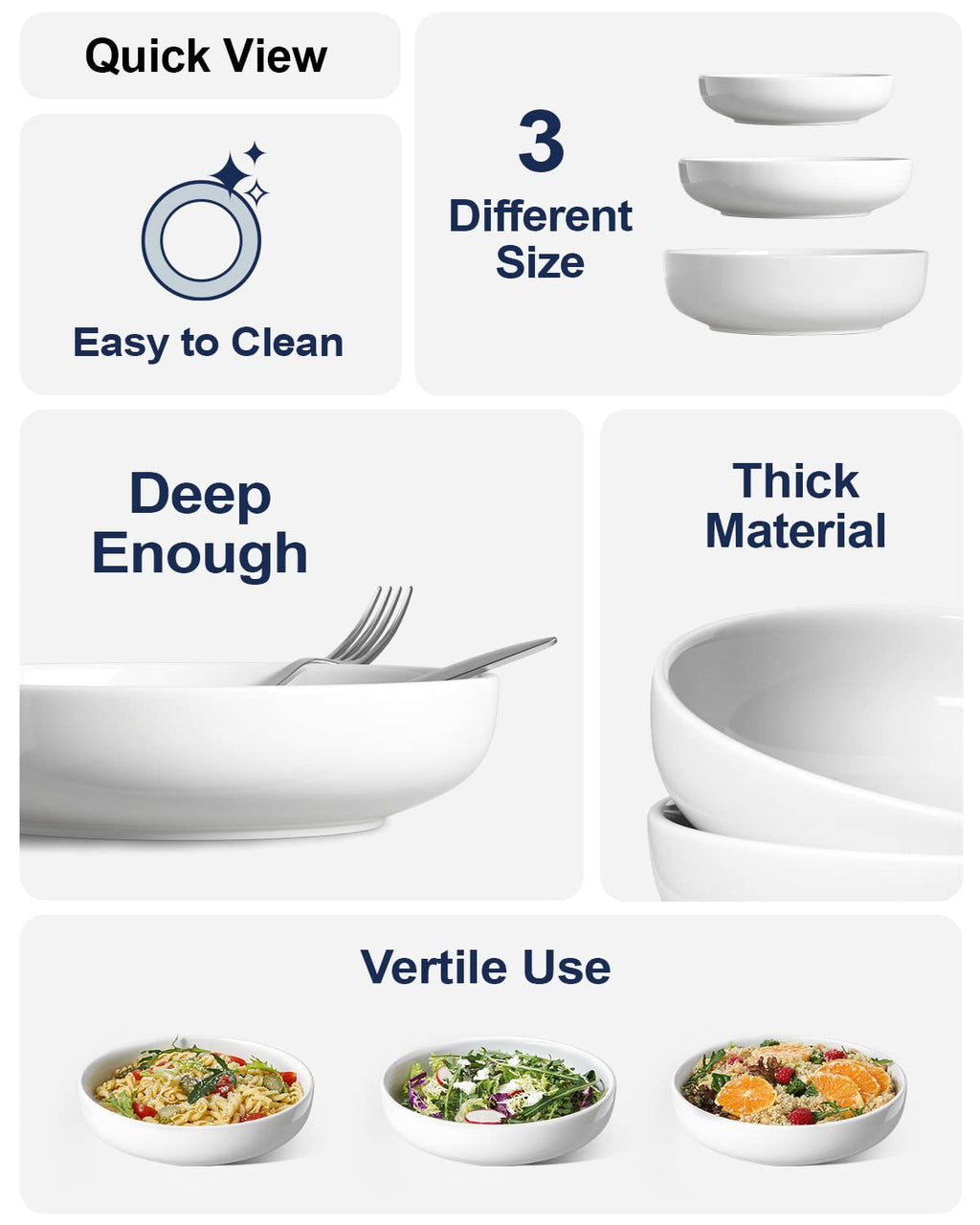 45 oz White Pasta Bowls Set of 4 T982