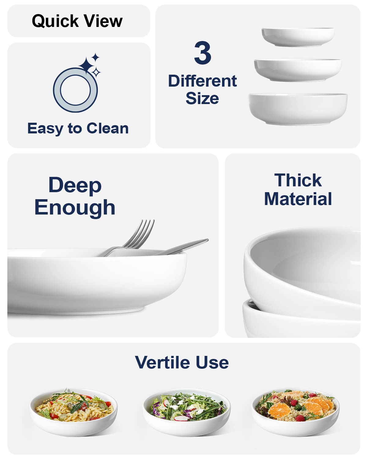45 oz White Pasta Bowls Set of 4 T982