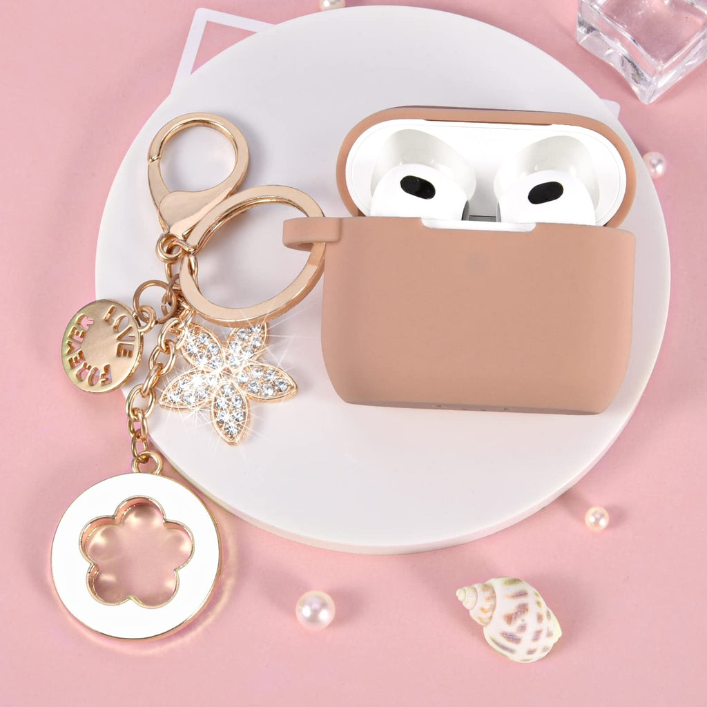 Pink Silicone Earbuds Case with Keychain H294