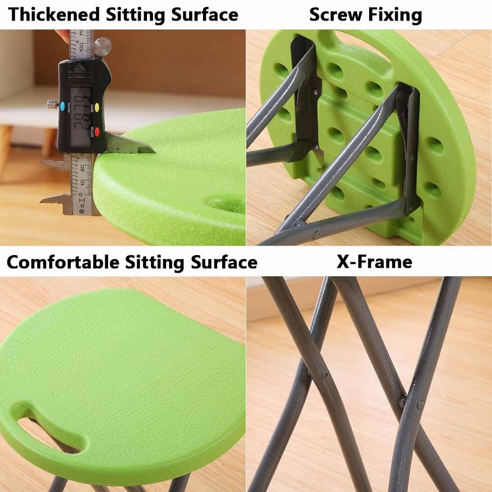 Folding Stool with Handle, 18 Inch Portable Chair, 220 lb Capacity, Black F900
