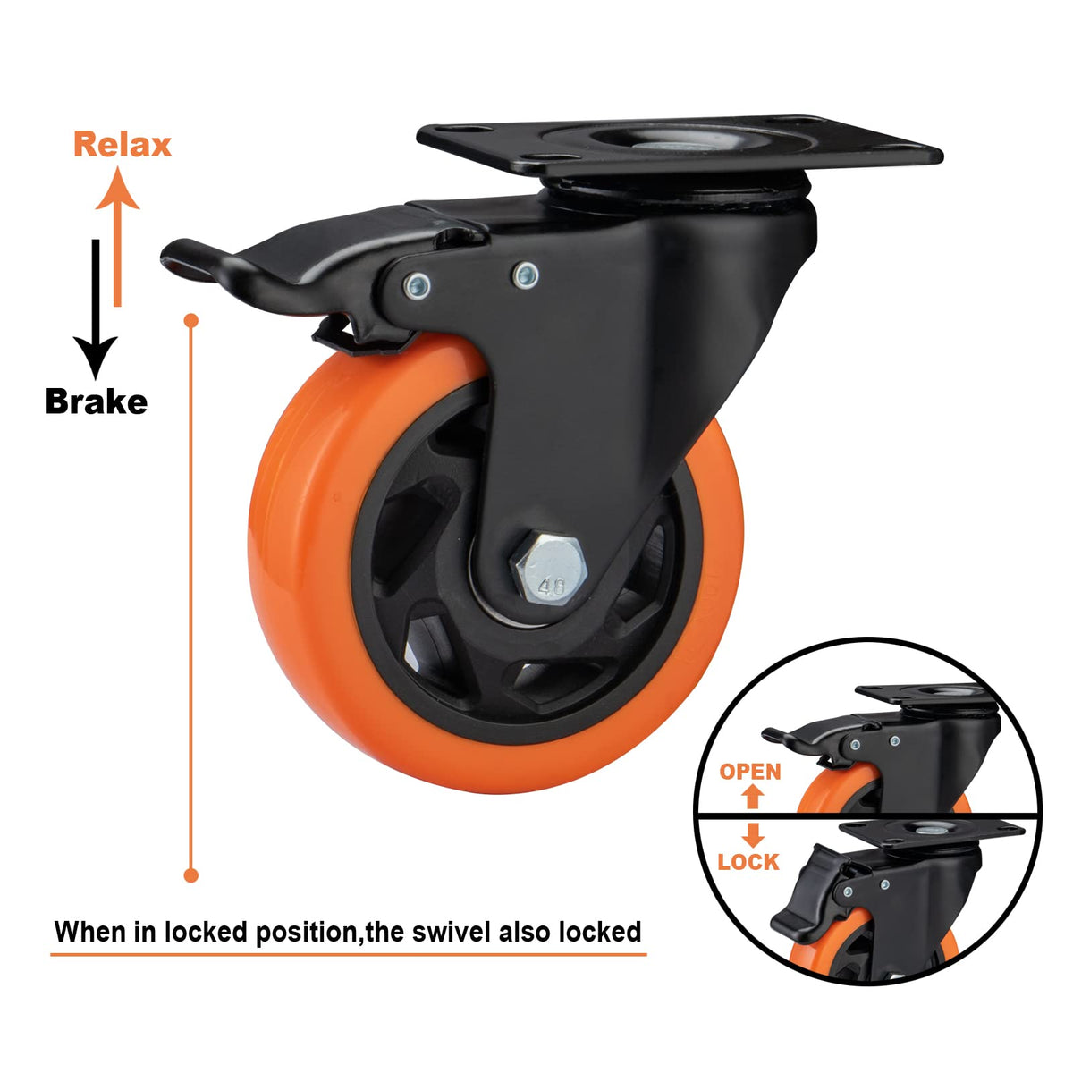 4" Heavy Duty Caster Wheels Set of 4 B4681
