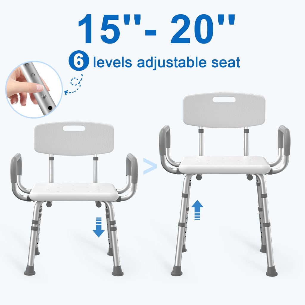 Heavy Duty Height Adjustable Shower Chair with Arms and Back L953