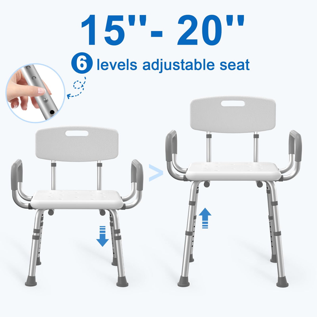 Heavy Duty Height Adjustable Shower Chair with Arms and Back L953
