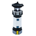 Solar Powered Resin Lighthouse Garden Light Black White M267328