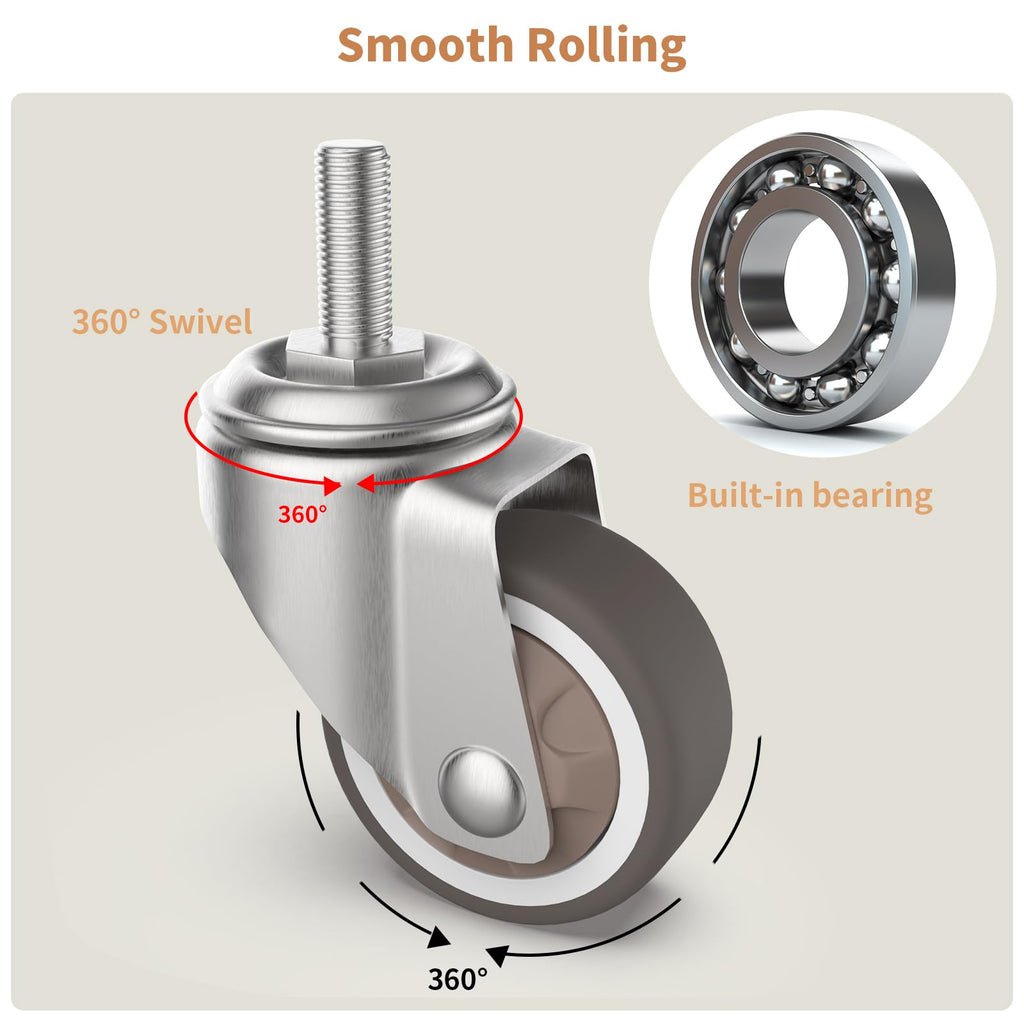 1.25" M6 Swivel Casters, 4 Pcs B23068