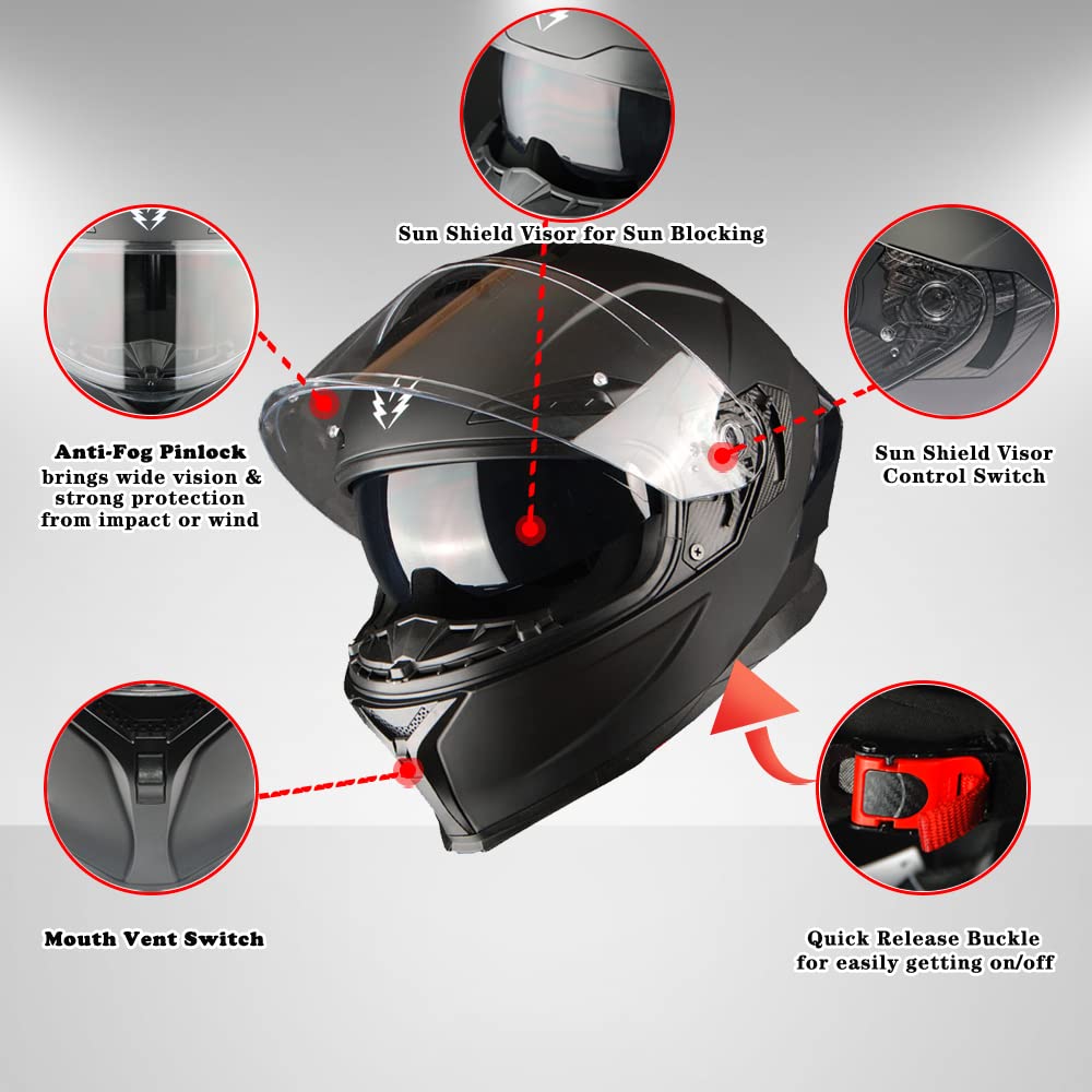 Motorcycle Full Face Helmet with Dual Visor B6904