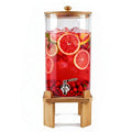 3 Gallon Glass Drink Dispenser with Wood Stand S565204