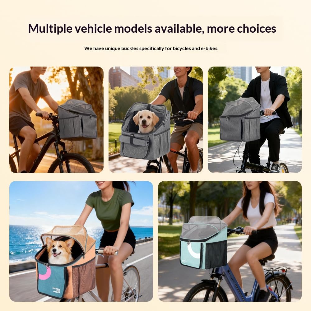 Expandable Soft-Sided Pet Bike Basket with Breathable Mesh Q767