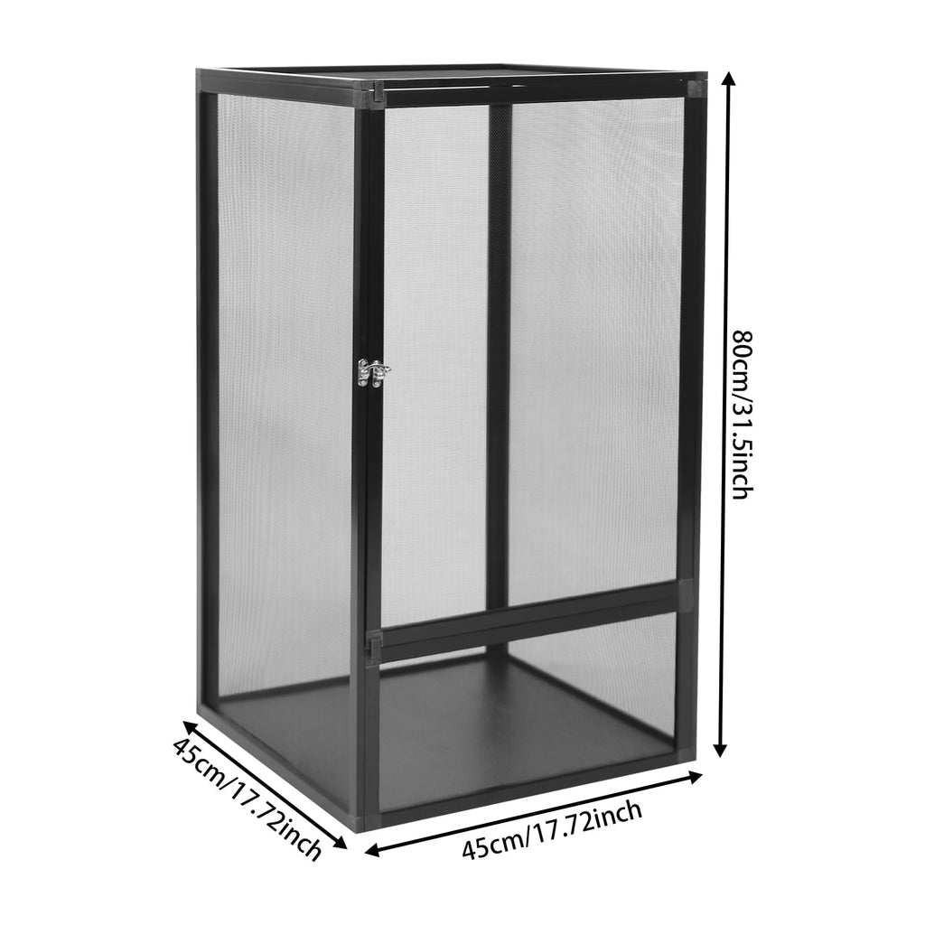 Black Large Aluminum Screen Reptile Terrarium Cage with Locking Latch R506896