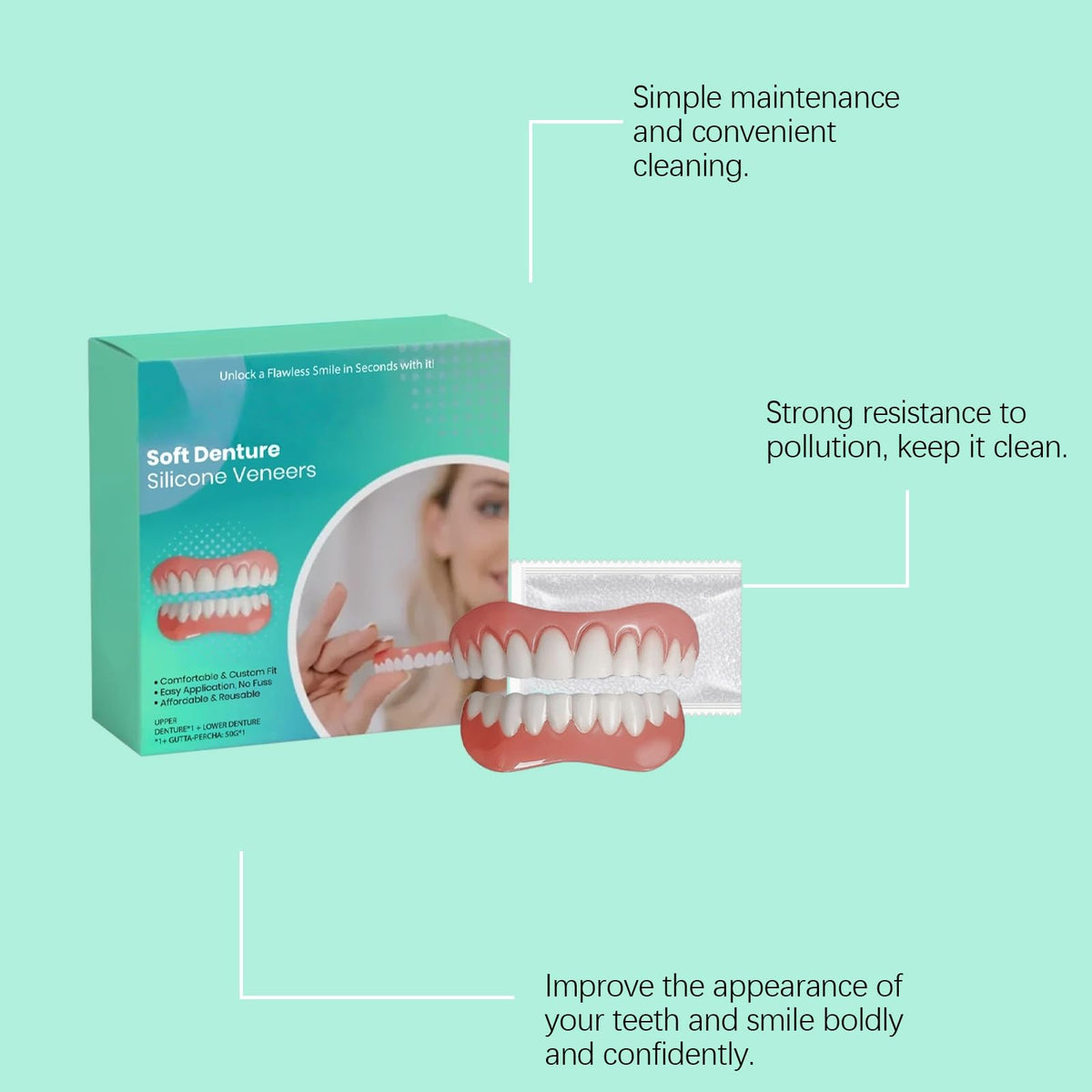 Soft Denture Silicone Veneers, Upper and Lower Denture Set K795670