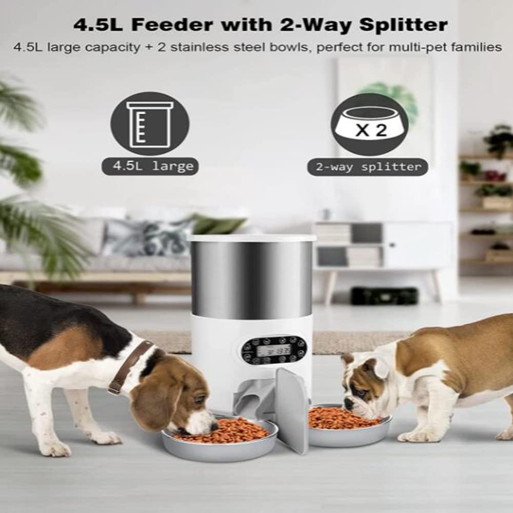 Automatic 4.5 Liters Dry Food Dispenser 2L Water V967875