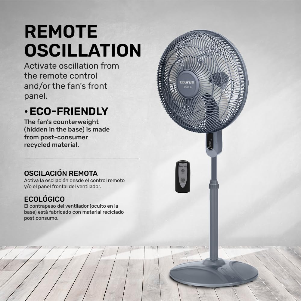 16” Pedestal Fan with Remote, Oscillating Standing Fan R388738