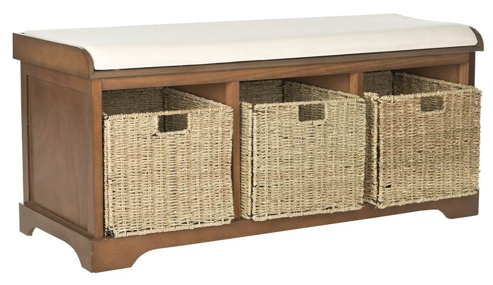Brown Solid Wood Storage Bench A3959
