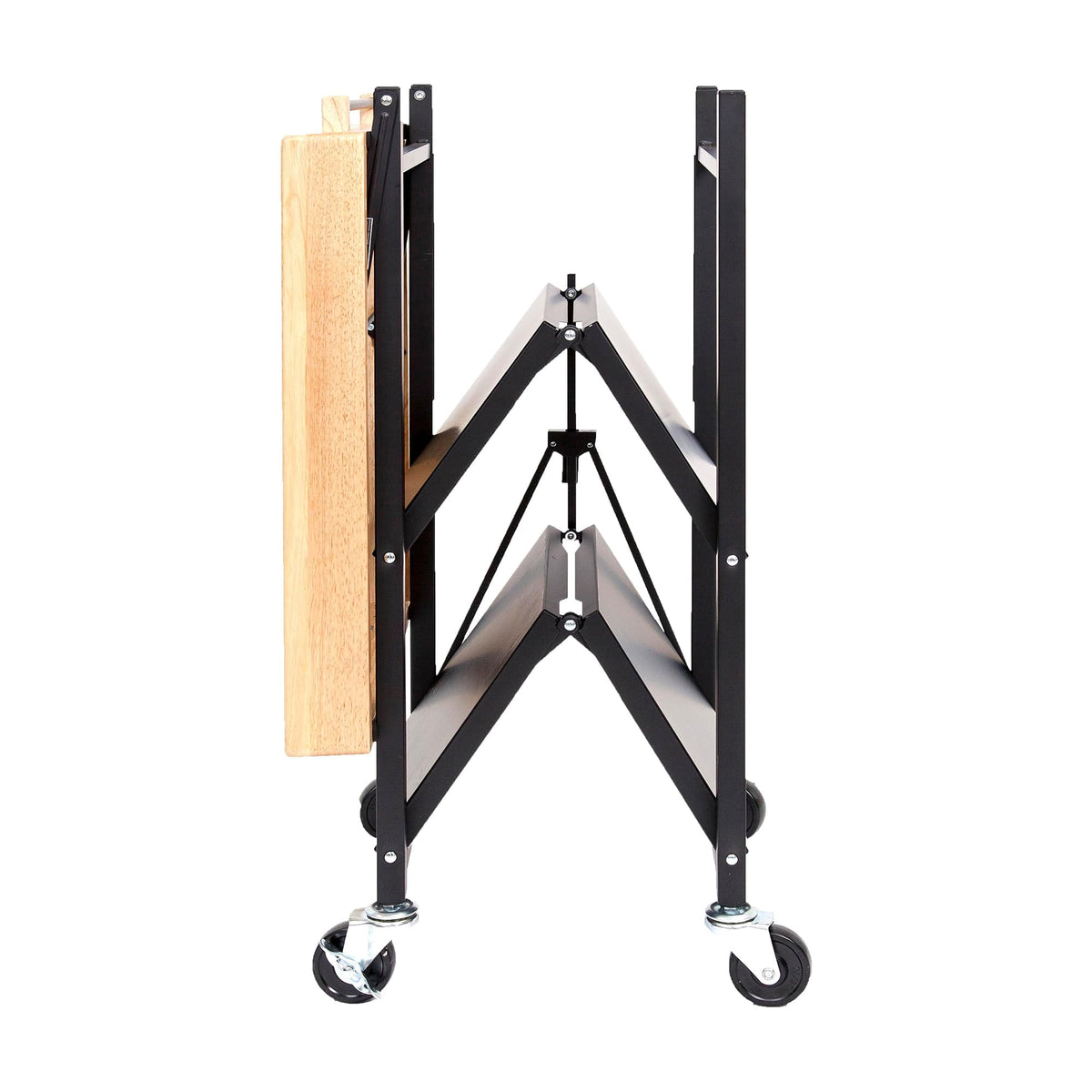 Black 3-Tier Folding Kitchen Cart with Wheels T813