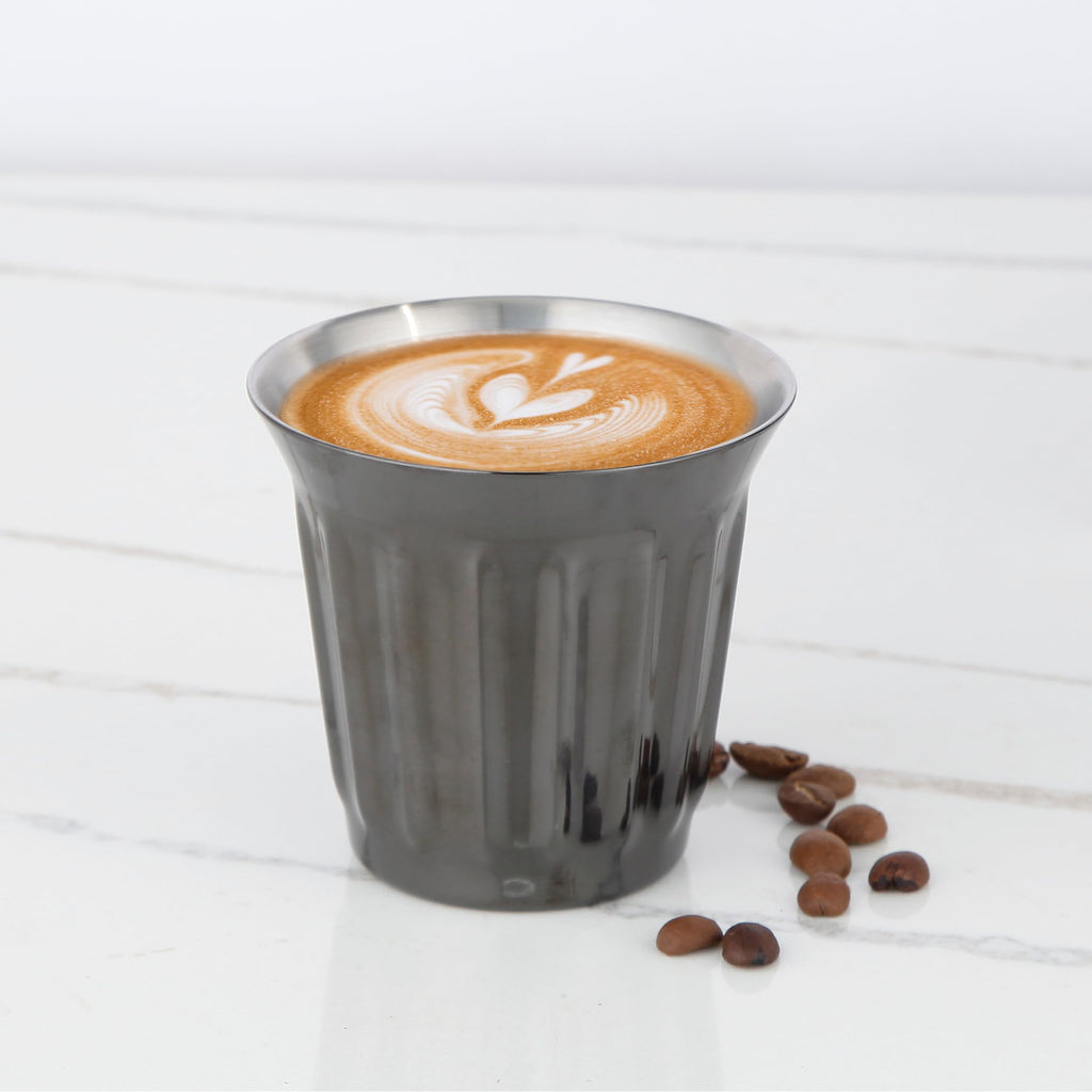 French Press 12 oz, Stainless Steel Double-Wall Espresso Cups 5 oz Set of 2 L411