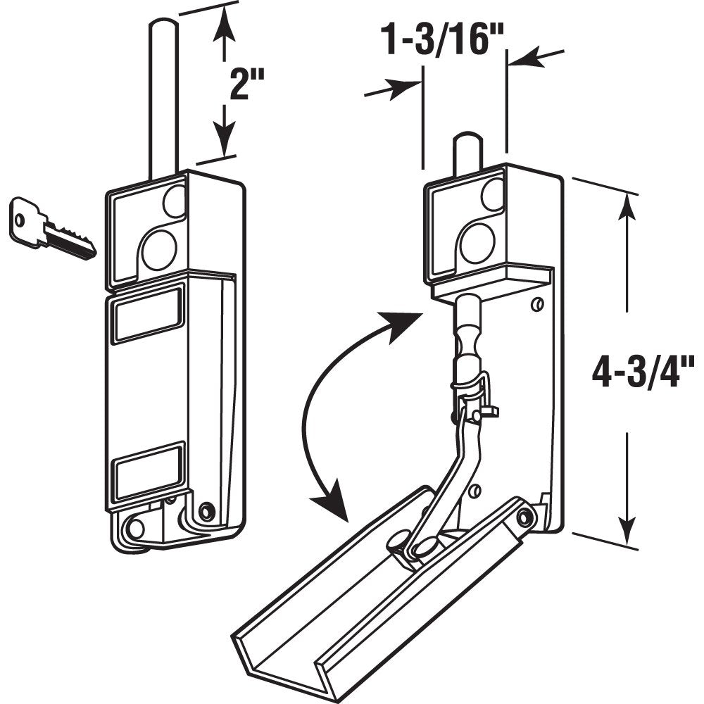White Sliding Patio Door Keyed Bolt Lock I326
