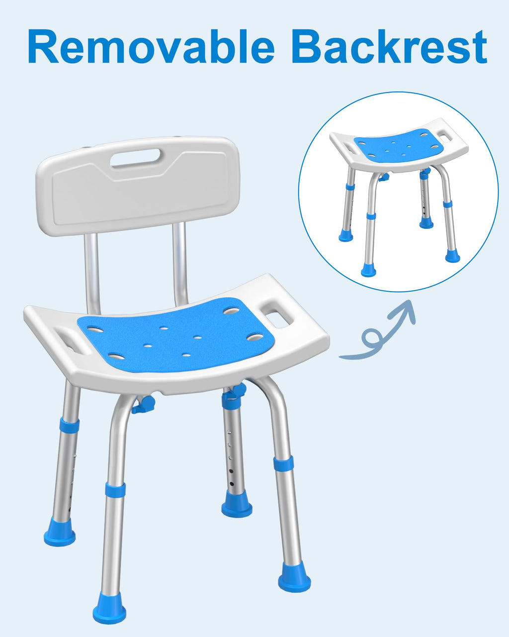 Heavy Duty Height Adjustable Shower Chair with Arms and Back L953