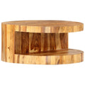 Solid Sheesham Wood Round Coffee Table with Storage Shelf V70455