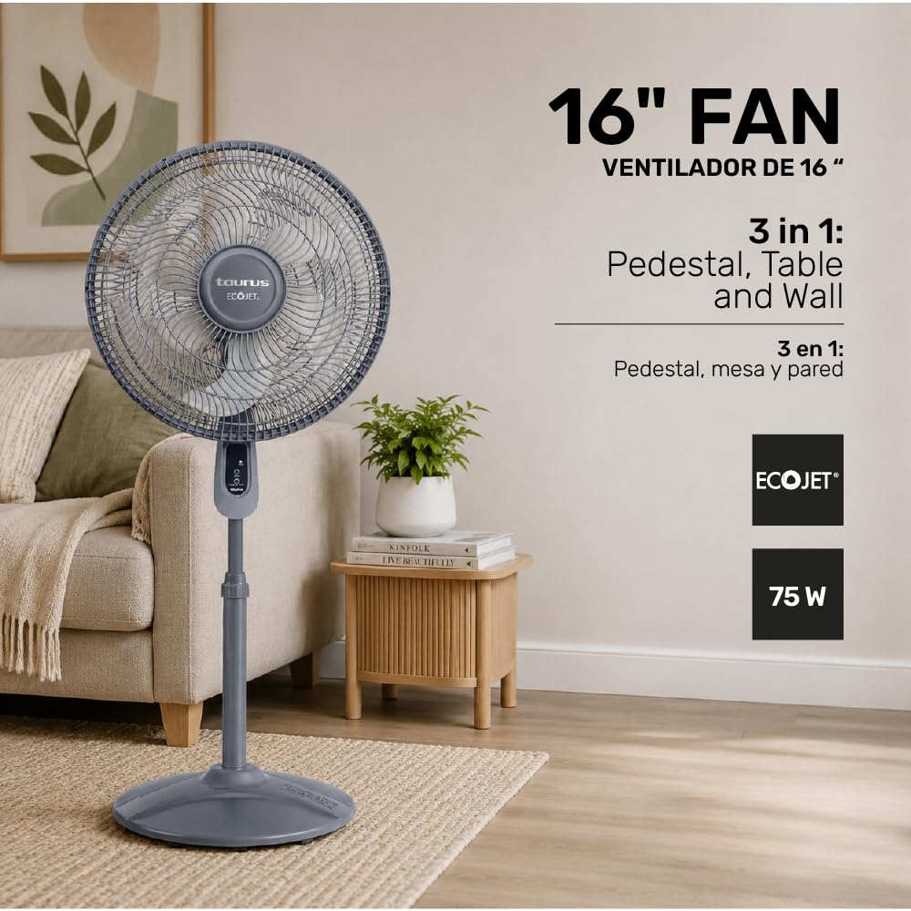 16” Pedestal Fan with Remote, Oscillating Standing Fan R388738
