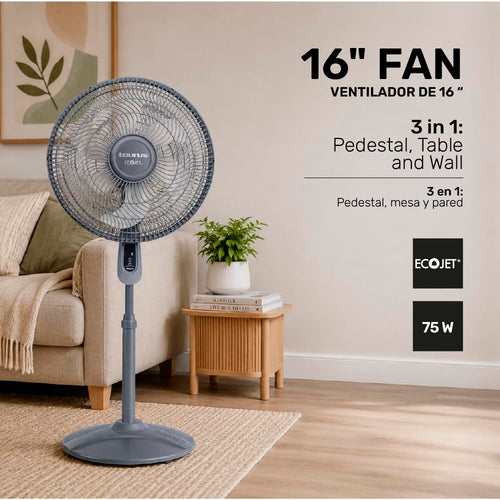16” Pedestal Fan with Remote, Oscillating Standing Fan R388738