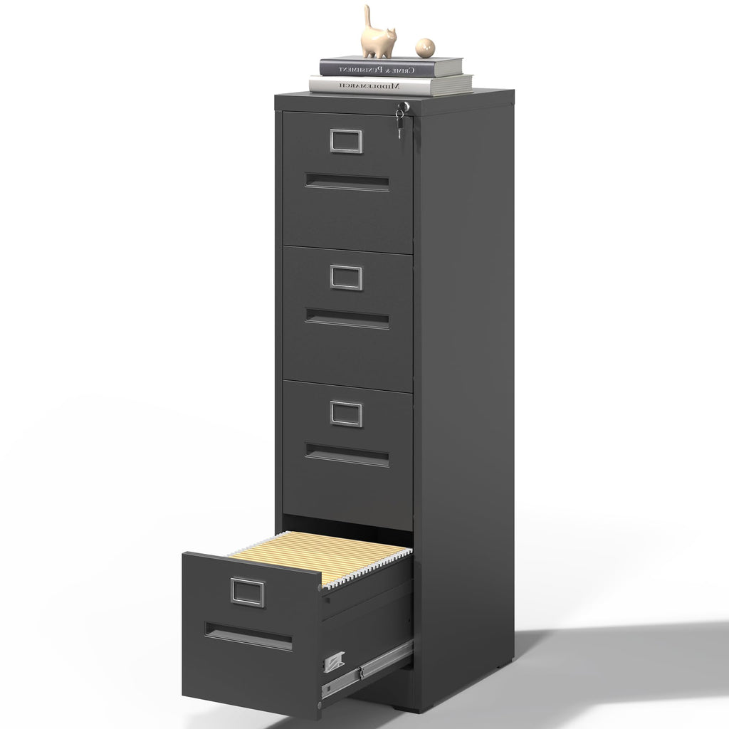 Black 4 Drawer Steel File Cabinet with Lock L264740