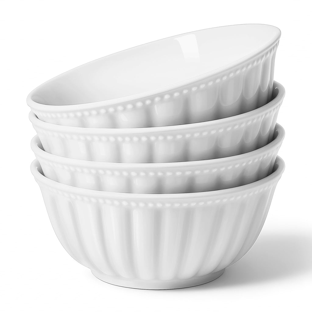 White Ceramic Soup Bowls Set of 4 D337