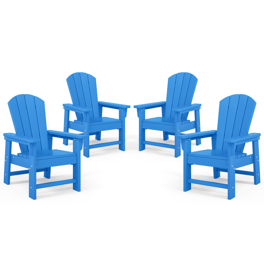 Kids Adirondack Chair Set of 4 Plastic Outdoor Pacific Blue R476936