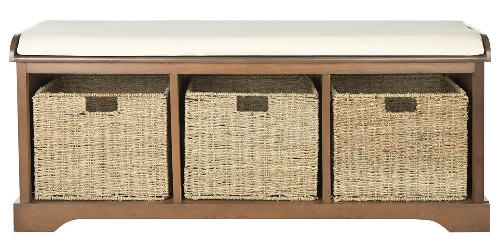 Brown Solid Wood Storage Bench A3959