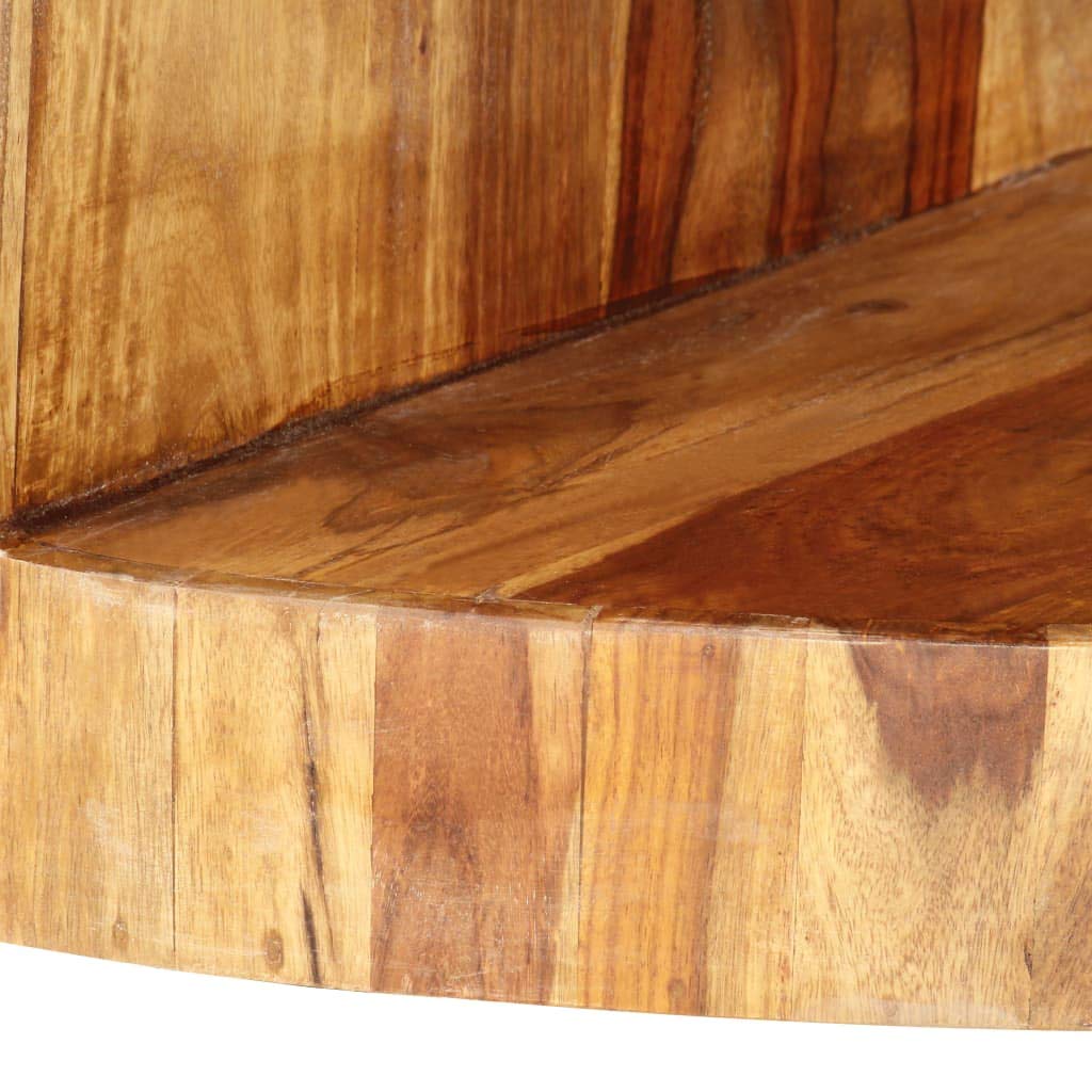 Solid Sheesham Wood Round Coffee Table with Storage Shelf V70455