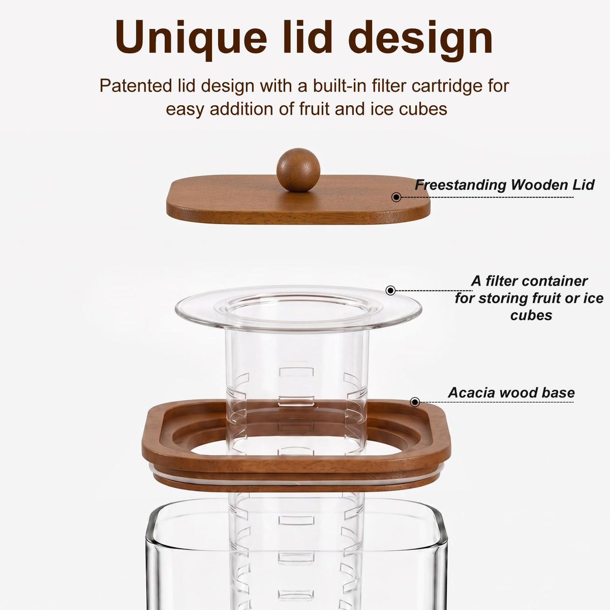 2 Pcs 1.5 Gallon Square Glass Drink Dispenser with Wooden Stand and Stainless Steel Spigot L422
